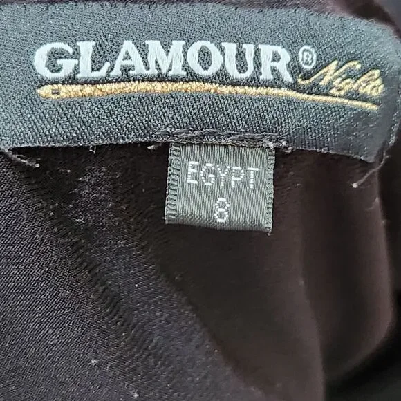 Glamour Night Dress Size 8 Attached Sheer Cape Stretch Cocktail Dress - Picture 11 of 13